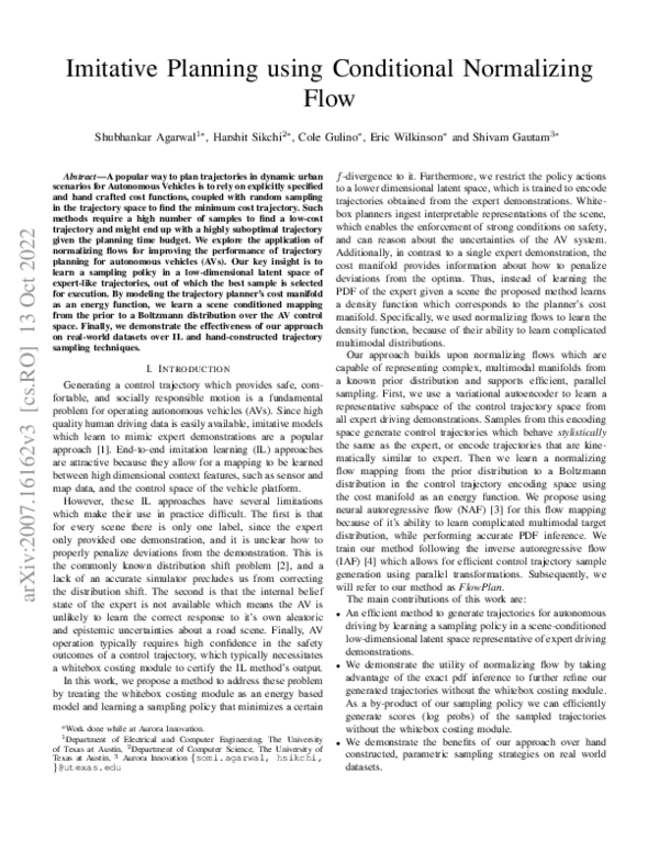 (PDF) Imitative Planning using Conditional Normalizing Flow