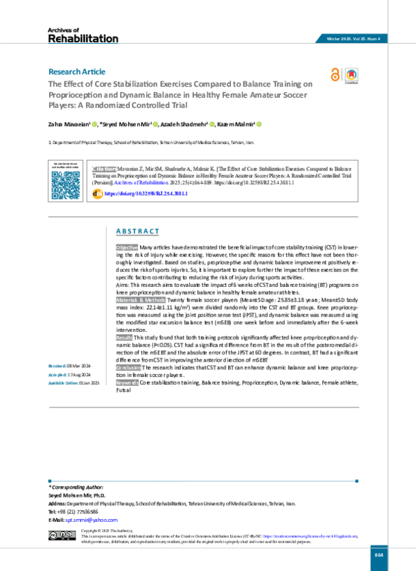 (PDF) The Effect of Core Stabilization Exercises Compared to Balance ...