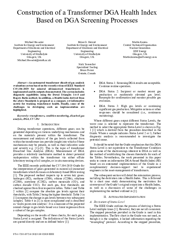 (PDF) Construction of a Transformer DGA Health Index Based on DGA ...