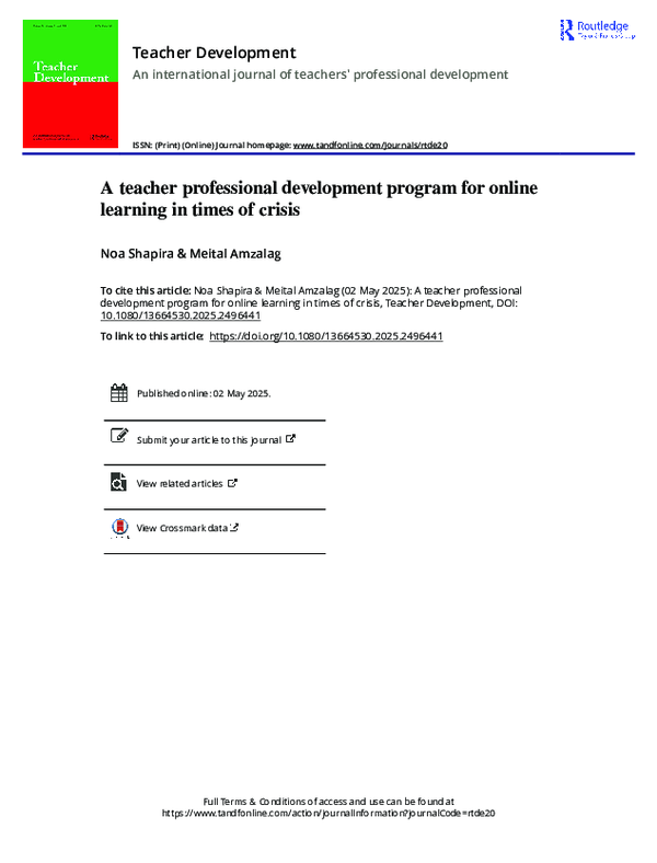 (PDF) A teacher professional development program for online learning in ...
