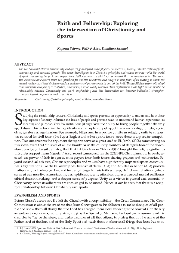 (PDF) Faith and Fellowship: Exploring the intersection of Christianity ...