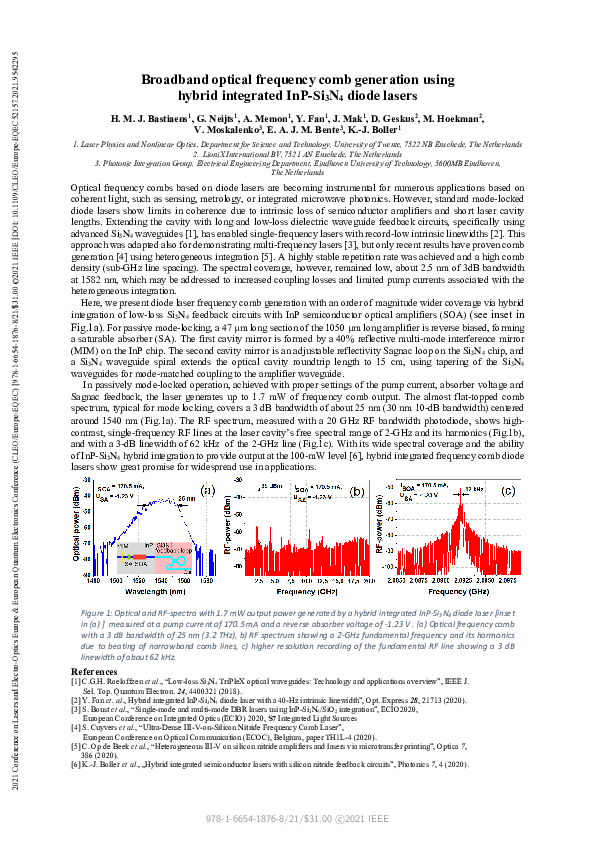 (PDF) Broadband optical frequency comb generation using hybrid ...