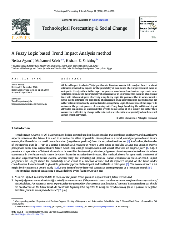 (PDF) A Fuzzy Logic based Trend Impact Analysis method