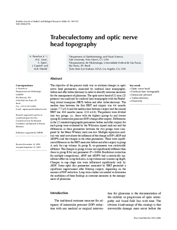 (PDF) Trabeculectomy and optic nerve head topography