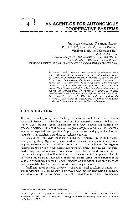 (PDF) An Agent-OS for Autonomous Cooperative Systems