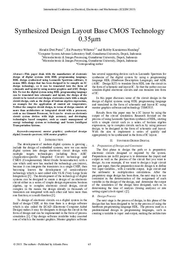 (PDF) Synthesized Design Layout Base CMOS Technology 0.35a#956;m