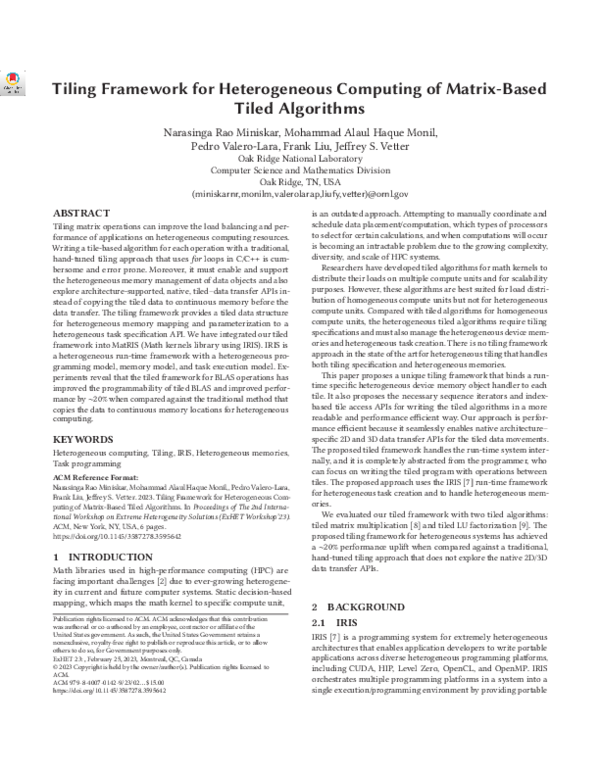 (PDF) Tiling Framework for Heterogeneous Computing of Matrix based ...