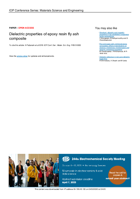 (PDF) Dielectric properties of epoxy resin fly ash composite
