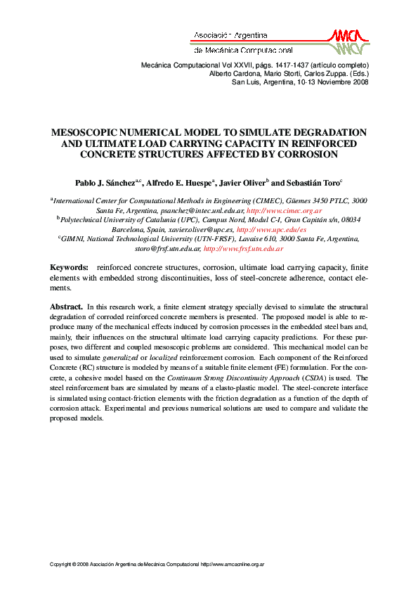 (PDF) Mesoscopic Numerical Model to Simulate Degradation and Ultimate ...