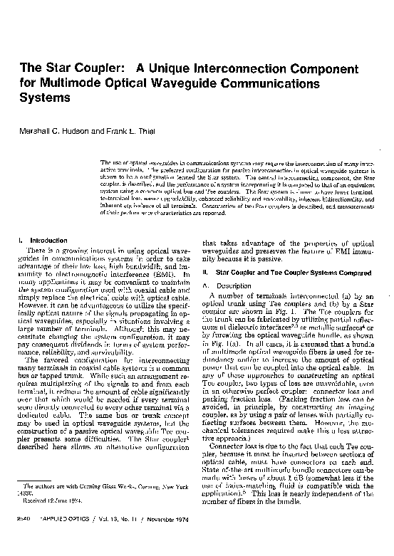 (PDF) The Star Coupler: A Unique Interconnection Component for ...