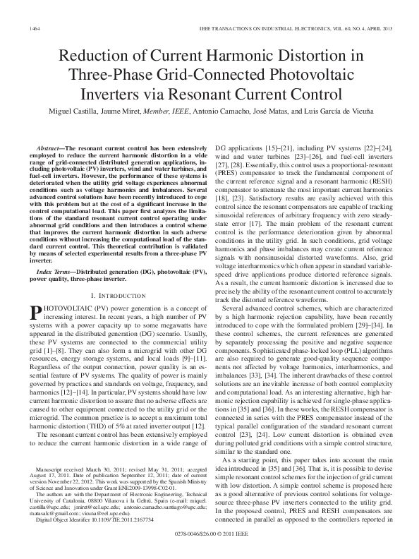 (PDF) Reduction of Current Harmonic Distortion in Three-Phase Grid ...