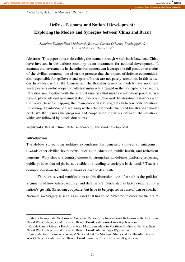 (PDF) Defense Economy and National Development