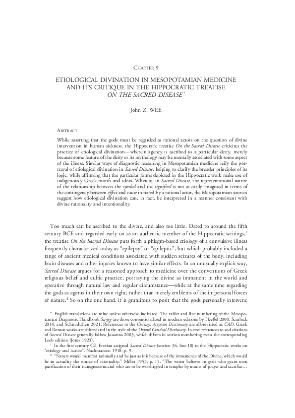 (PDF) ETIOLOGICAL DIVINATION IN MESOPOTAMIAN MEDICINE AND ITS CRITIQUE ...