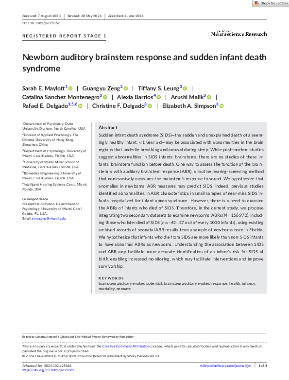 (PDF) Newborn auditory brainstem response and sudden infant death syndrome
