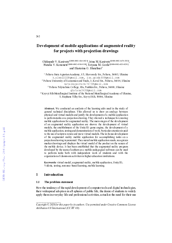 (PDF) Development of mobile applications of augmented reality for ...