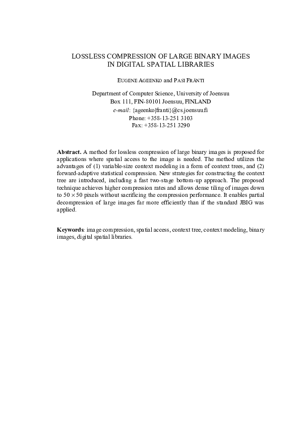 (PDF) Lossless compression of large binary images in digital spatial ...