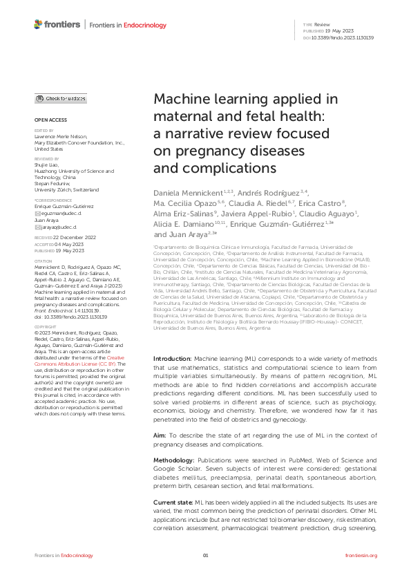 (PDF) Machine learning applied in maternal and fetal health: a ...