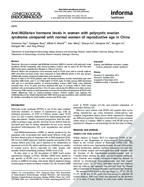 (PDF) Anti-Mullerian hormone levels in women with polycystic ovary ...