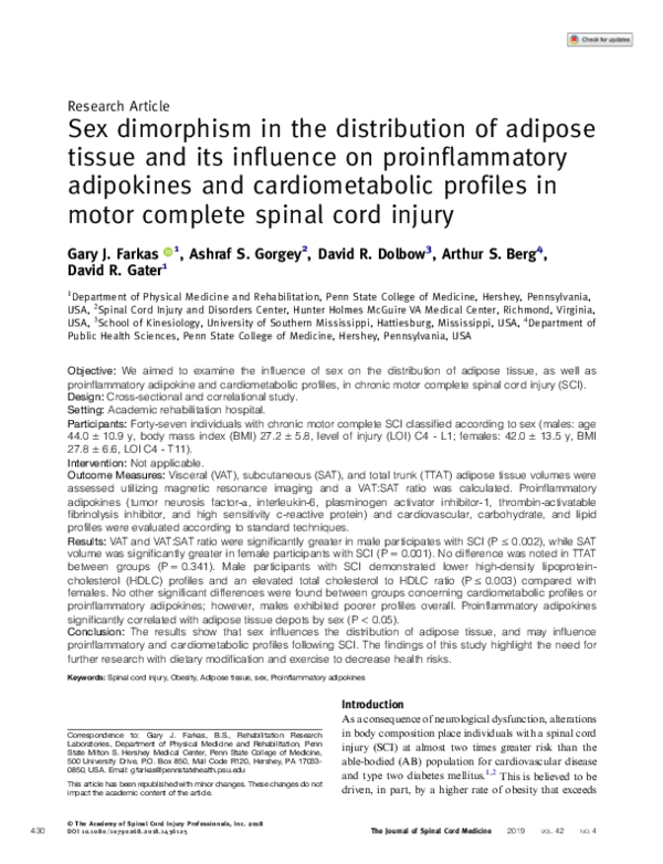 (PDF) Sex dimorphism in the distribution of adipose tissue and its ...