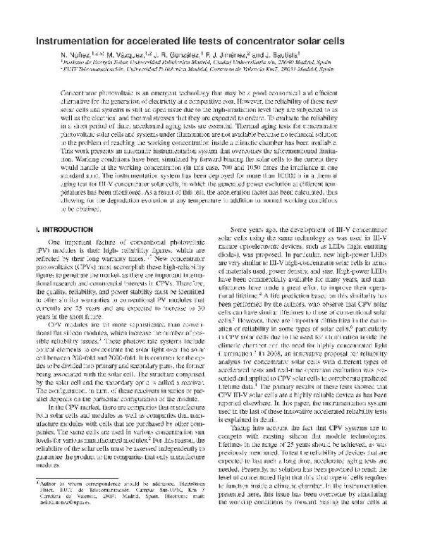 (PDF) Instrumentation for accelerated life tests of concentrator solar ...