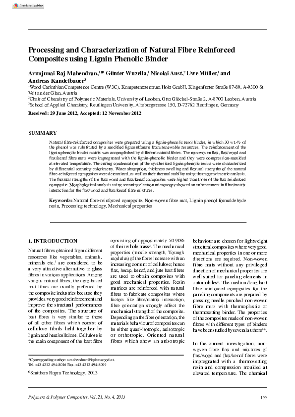 (PDF) Processing and Characterization of Natural Fibre Reinforced ...
