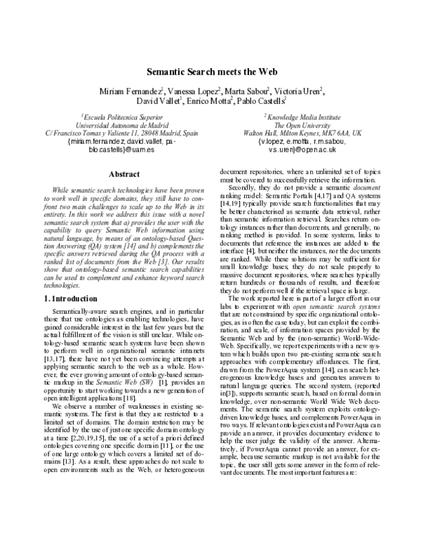 (PDF) Semantic Search Meets the Web