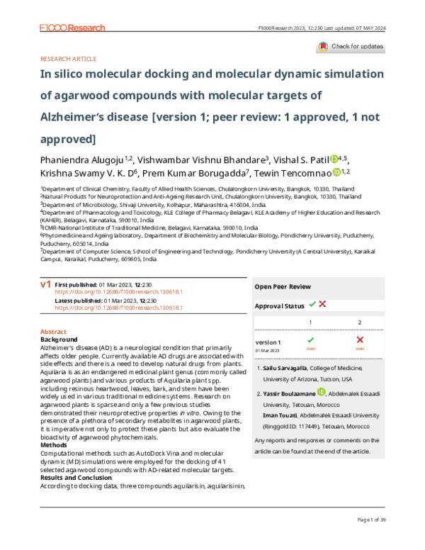 (PDF) In silico molecular docking and molecular dynamic simulation of ...