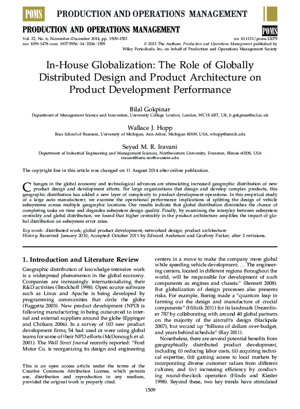 (PDF) In-House Globalization: The Role of Globally Distributed Design ...