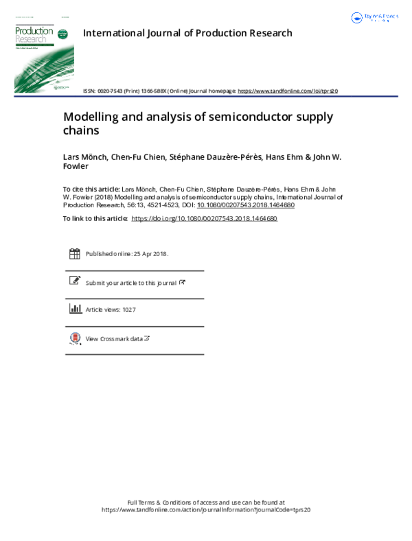 (PDF) Modelling and analysis of semiconductor supply chains
