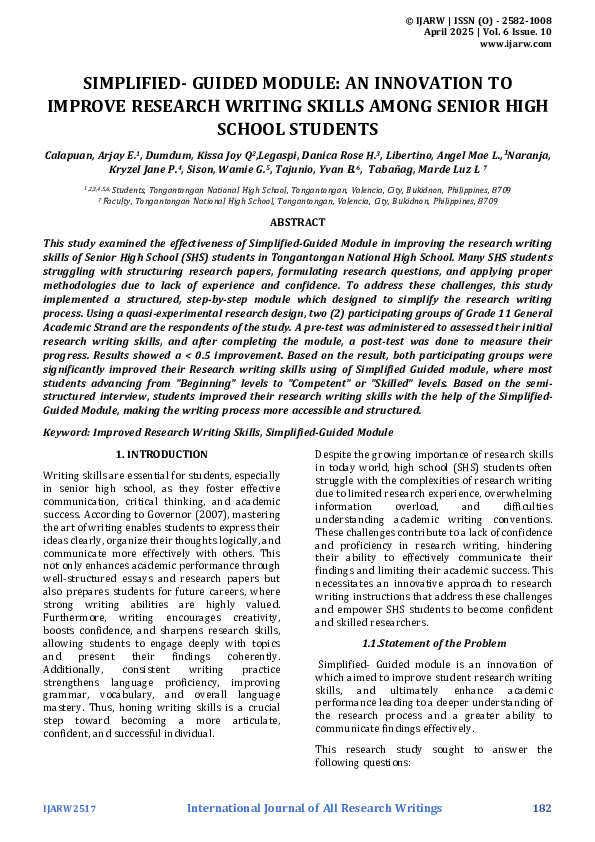 (PDF) SIMPLIFIED-GUIDED MODULE: AN INNOVATION TO IMPROVE RESEARCH ...