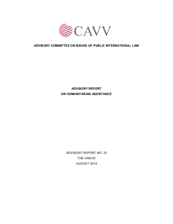 (PDF) Advisory report on humanitarian assistance