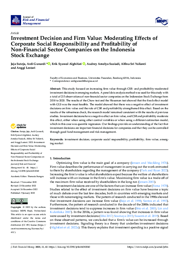 (PDF) Investment Decision and Firm Value: Moderating Effects of ...