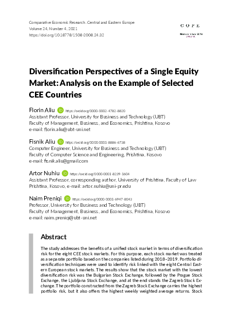 (PDF) Diversification Perspectives of a Single Equity Market: Analysis ...