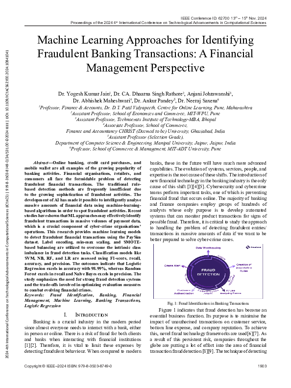 (PDF) Machine Learning Approaches for Identifying Fraudulent Banking ...