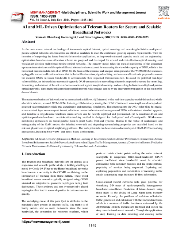 (PDF) AI and ML-Driven Optimization of Telecom Routers for Secure and ...