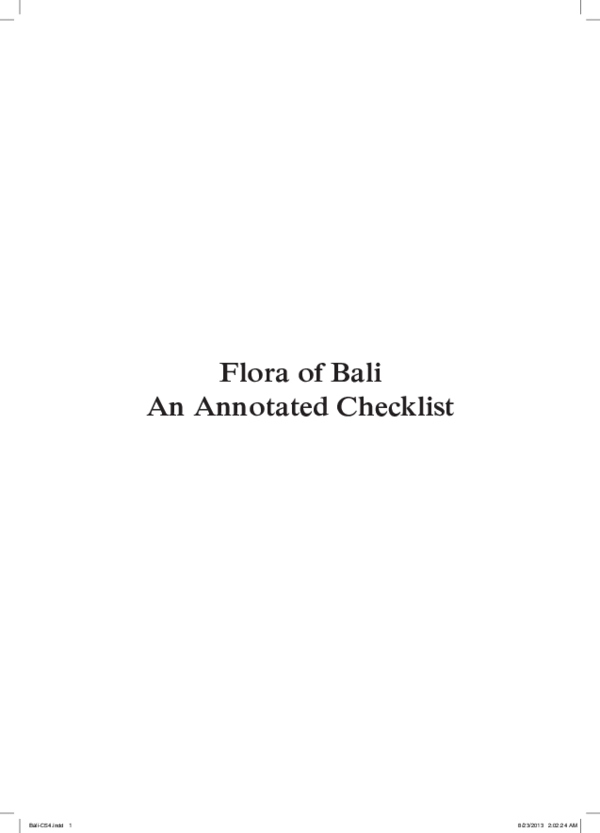 (PDF) Flora of Bali An Annotated Checklist