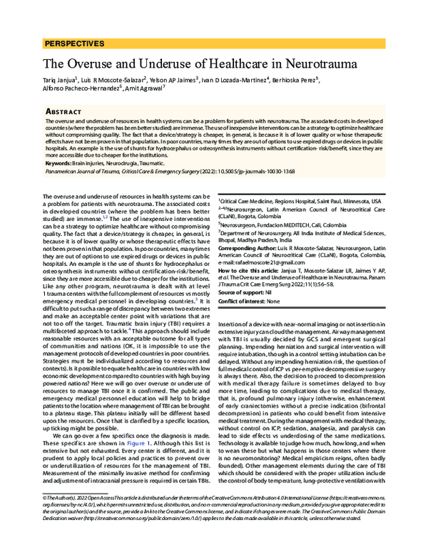 (PDF) The Overuse and Underuse of Healthcare in Neurotrauma