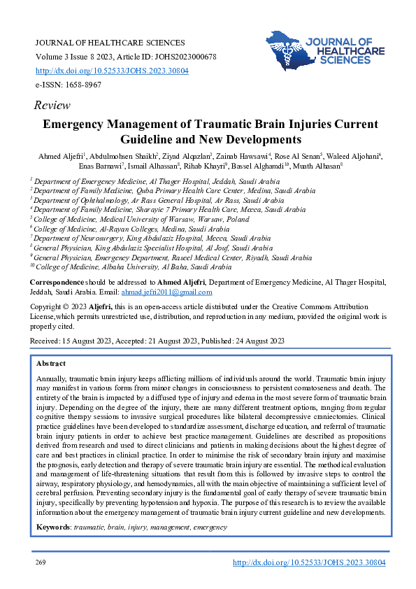 (PDF) Emergency Management of Traumatic Brain Injuries Current ...
