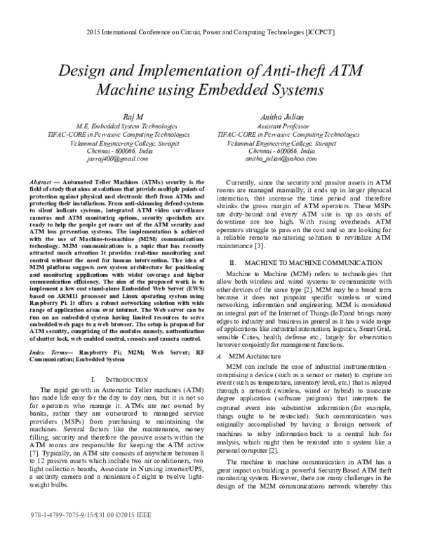(PDF) Design and implementation of anti-theft ATM machine using ...