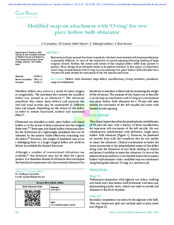 (PDF) Modified snap-on attachment with ′O-ring′ for two piece hollow ...