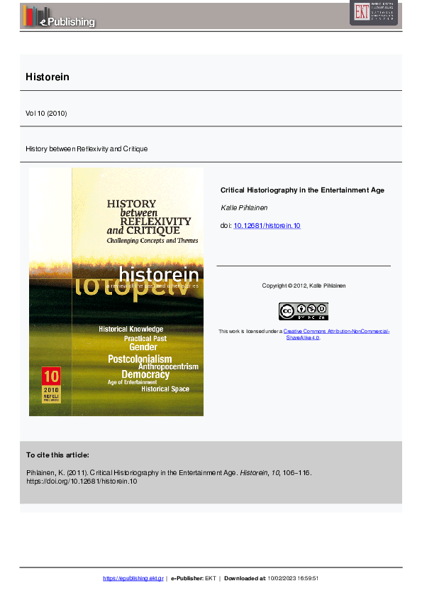(PDF) Critical Historiography in the Entertainment Age
