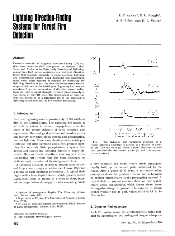 (PDF) Lightning Direction-Finding Systems for Forest Fire Detection