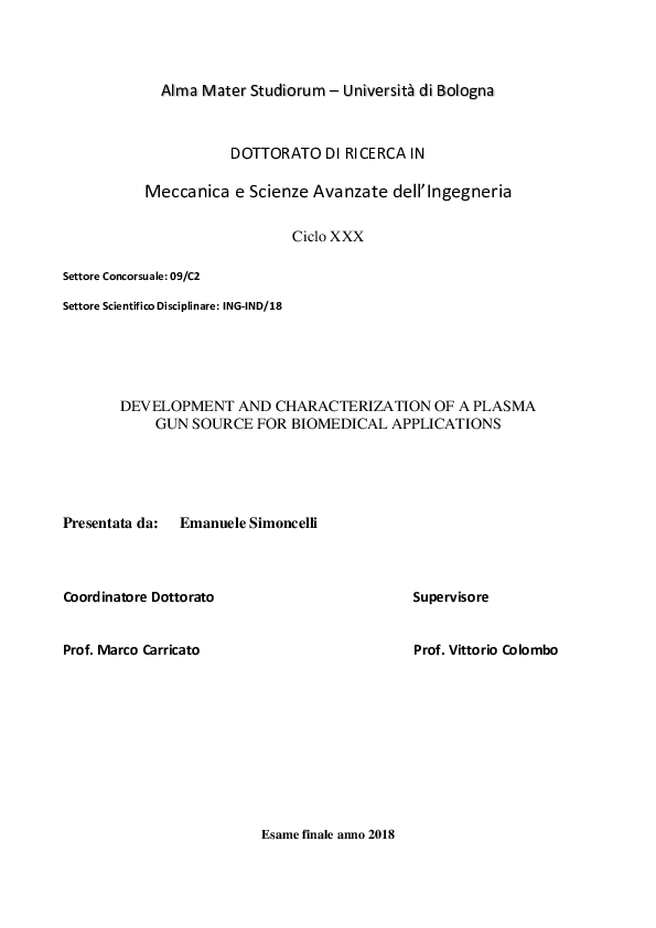 (PDF) Development and characterization of a Plasma Gun source for ...