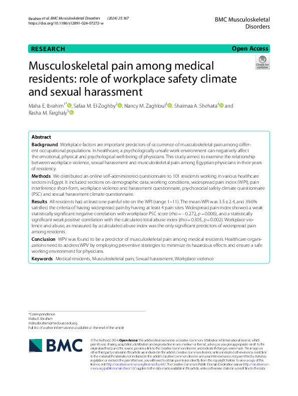 (PDF) Musculoskeletal pain among medical residents: role of workplace ...
