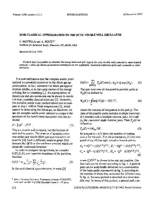 (PDF) Semi-classical approximation to the octic double well oscillator