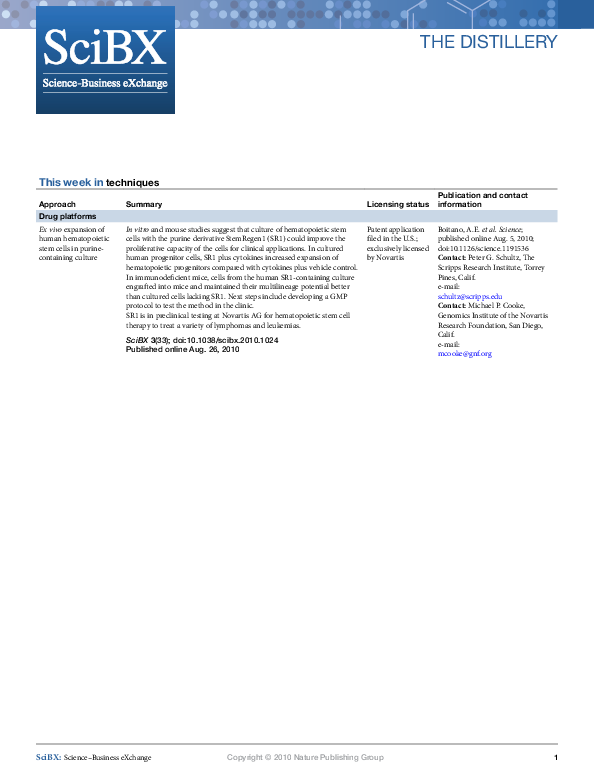 (PDF) Ex vivo expansion of human hematopoietic stem cells by a small ...