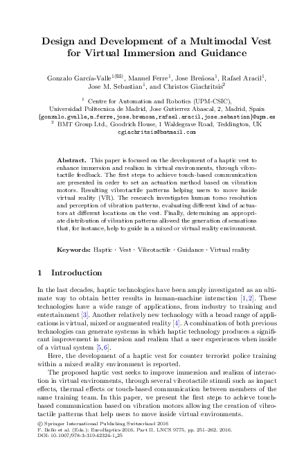 (PDF) Design and Development of a Multimodal Vest for Virtual Immersion ...