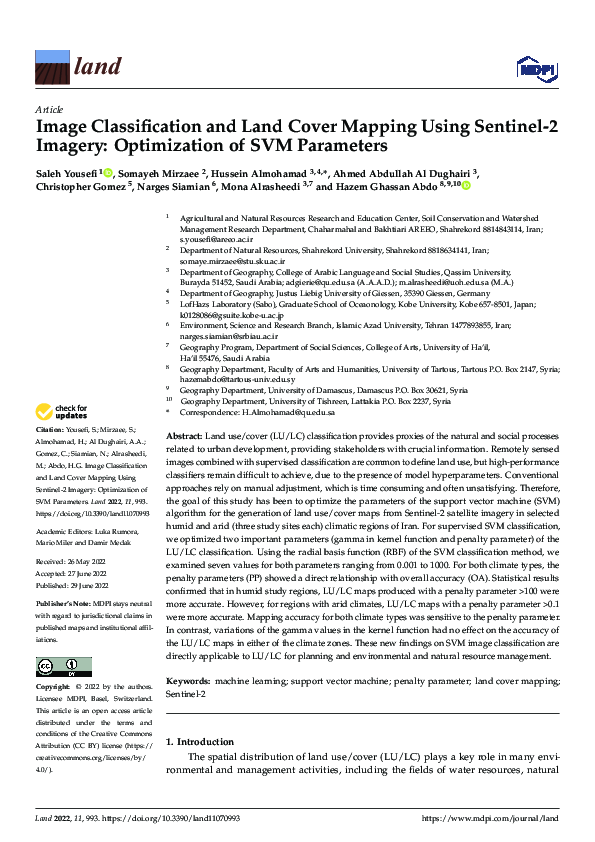 (PDF) Image Classification and Land Cover Mapping Using Sentinel-2 ...
