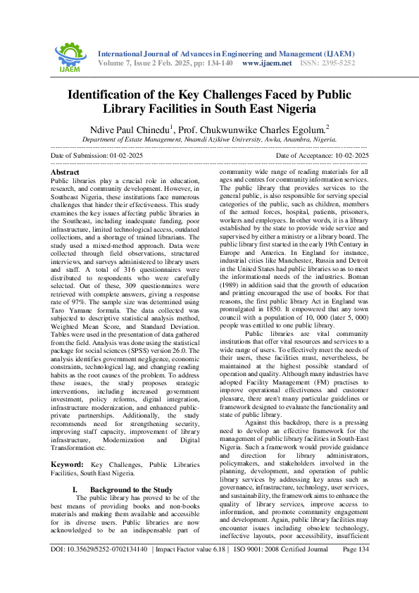(PDF) Identification of the Key Challenges Faced by Public Library ...