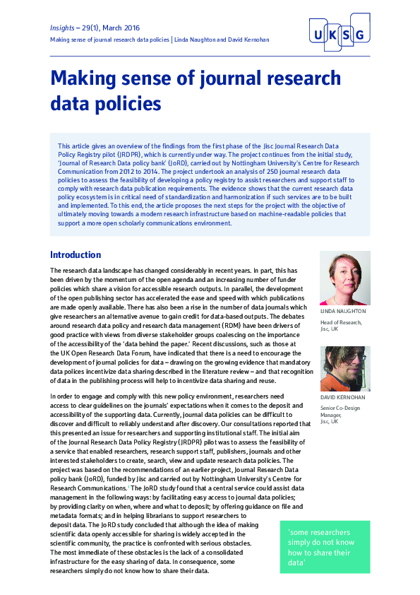 (PDF) Making sense of journal research data policies